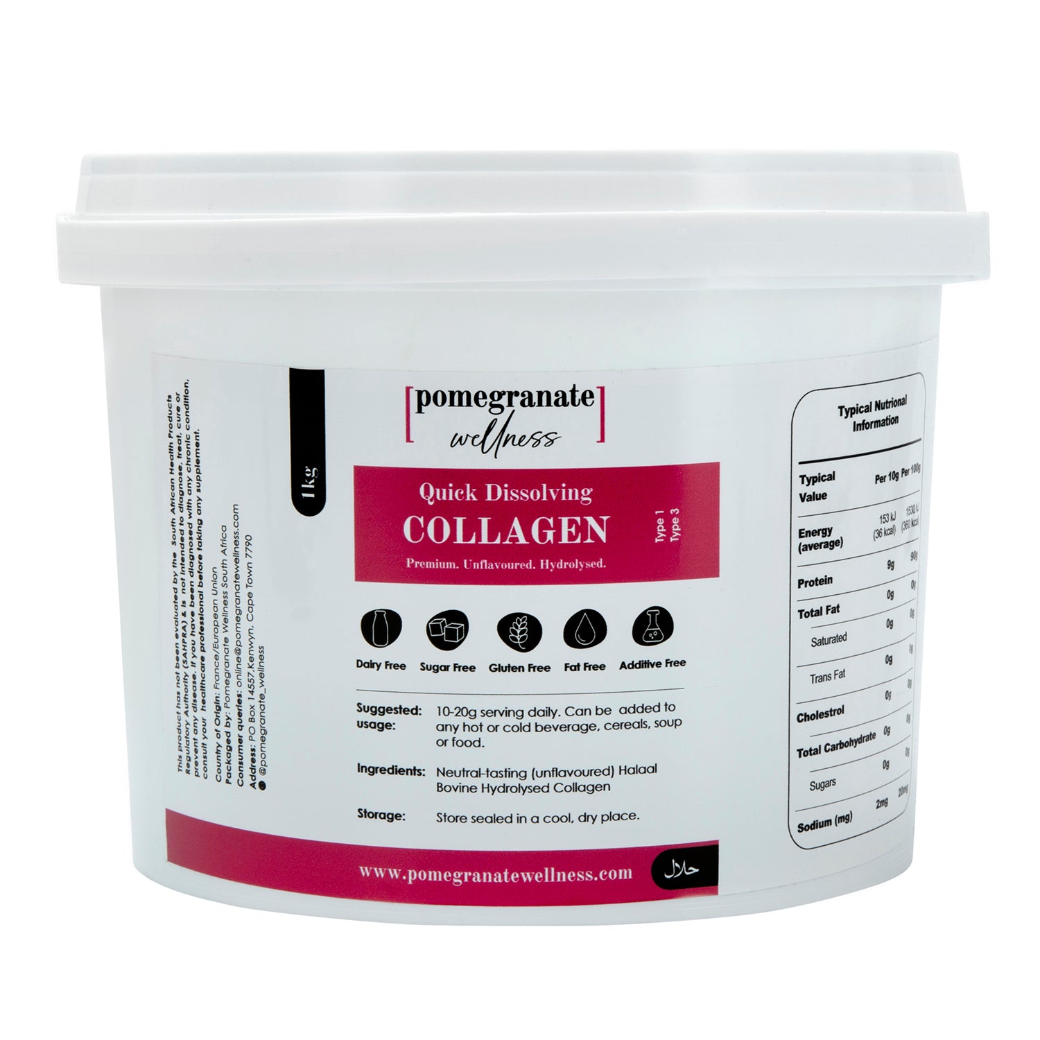 Collagen Quick Dissolving 1kg – Pomegranate.Wellness