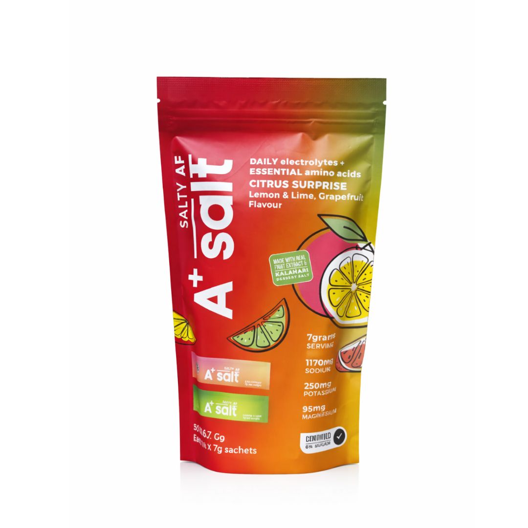 Electrolytes A+ Salt | Sugar-Free Sachet Lemon & Lime, Orange Package