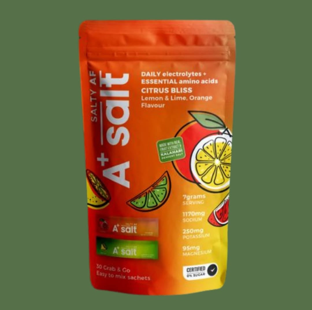Electrolytes A+ Salt | Sugar-Free Sachet Lemon & Lime, Orange | Green Back